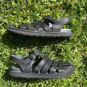 Lofina Gladiator Sandals Italian Nero Leather Black 40/US 9-9.5 Travel Comfort